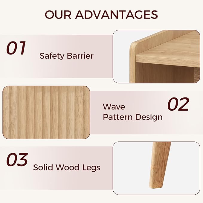 Fluted Nightstand, End Table, Small Modern Bedside Table - Image 9
