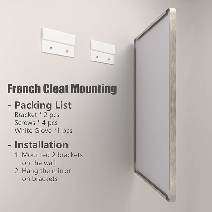 48x40 Silver Bathroom Mirrors for Vanity, Brushed Nickel Metal Silver Framed - Image 5