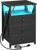 AMHANCIBLE LED Nightstand with Charging Station, Smart End Side Table with USB by AMHANCIBLE
