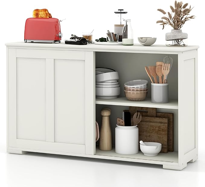 Costzon Sideboard Buffet Cabinet of 2, Wooden Kitchen Storage Cabinet - Image 8