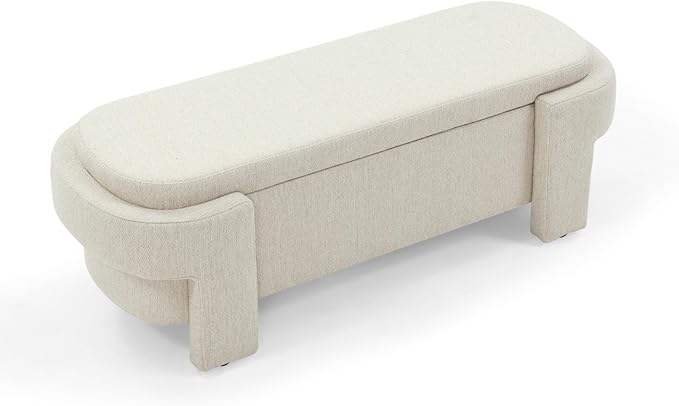 KEIKI 51" Linen Ottoman Bench - Image 7