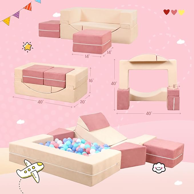 Modular Kids Play Couch, Kids Sofa Toddler Couch, Foam Play Set - Image 2