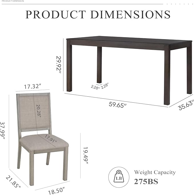 COLAMY Modern Rectangular Dining Table Set, 6 Person Capacity, Requires Assembly - Image 2