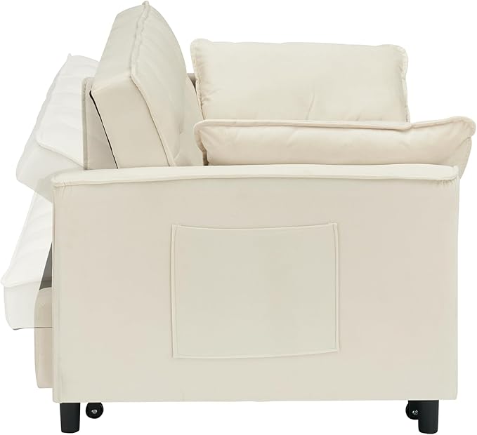 Ball & Cast Convertible Sofa Bed, Loveseat Sleeper Sofa W/Pull-Out Bed&2 Pillows - Image 11