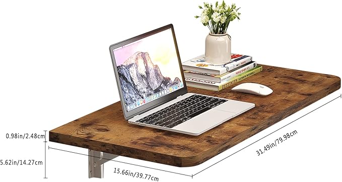 Pmnianhua 31'' Rustic Brown Wall Mounted Drop Leaf Table, Folding Table - Image 2