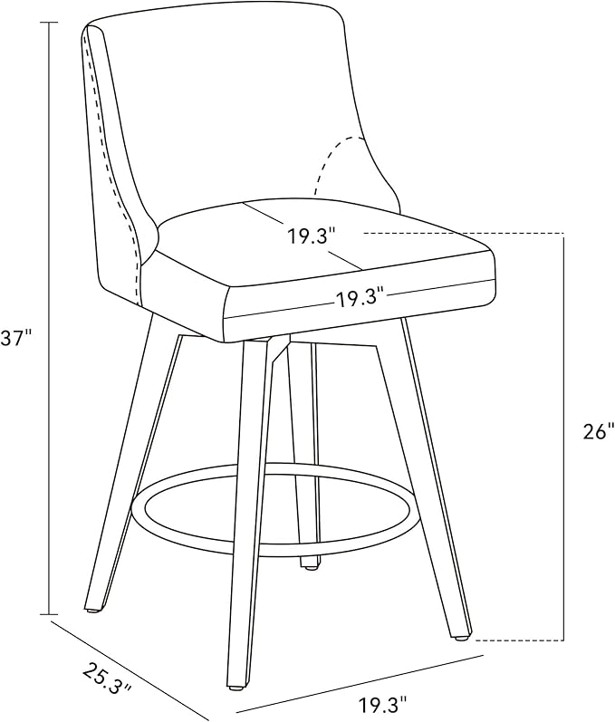 Counter Height Bar Stools Set of 2, 360°Swivel Upholstered Barstools - Image 3