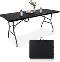 Folding Table 6FT HDPE 6 Foot Foldable Table Portable Banquet Surface by Pollilar