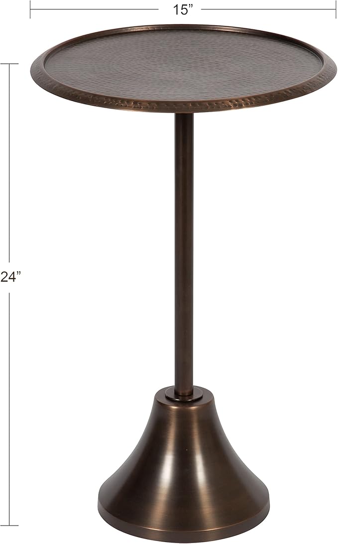 Kate and Laurel Sanzo Modern Pedestal Side Table; 15 x 15 x 24; Bronze; - Image 3
