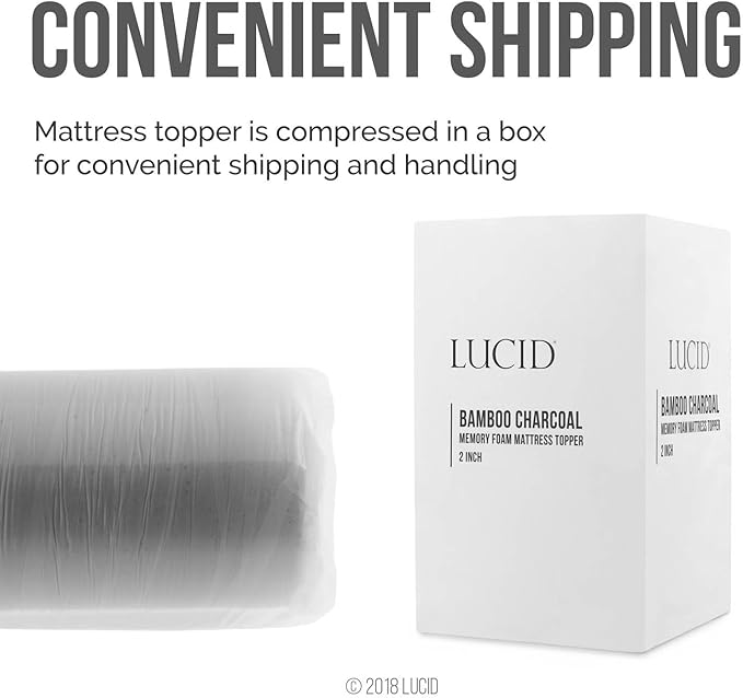Lucid 2 Inch Bamboo Infused Memory Foam Mattress Topper - Image 6