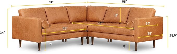 POLY & BARK Napa Leather Corner Sectional Sofa in Full-Grain Pure-Aniline - Image 2