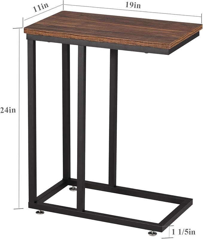 VECELO C Shaped End Side Table for Sofa Couch and Bed Snack TV Tray for Living - Image 8
