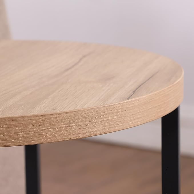 CENSI 16-Inch Natural Oak Round Accent End Table Side Table - Image 6