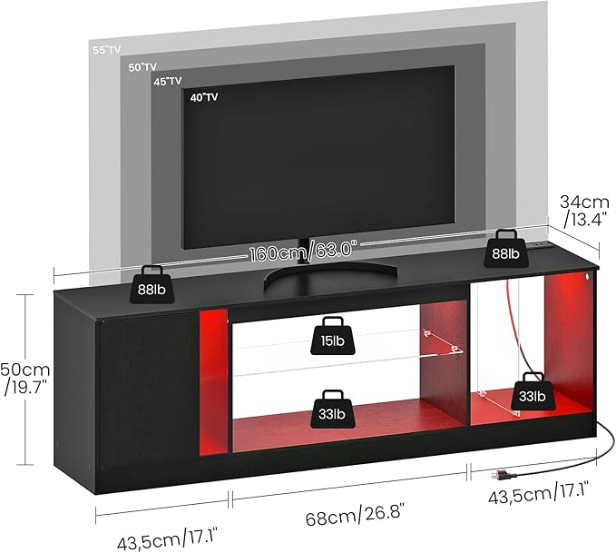 TV Stand with Power Outlets to 63 65 70inch TV, Modern Entertainment Center - Image 2