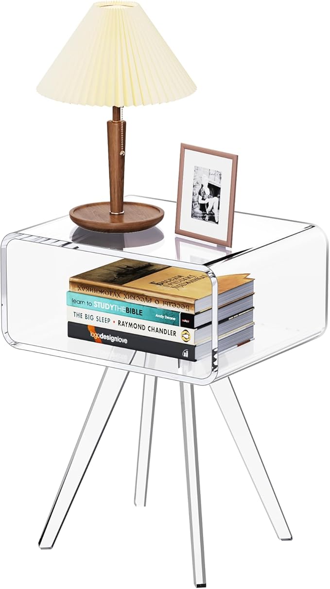 Acrylic Side Table, Acrylic Nightstand Bedside Table by AcrylicFurnitureHomeDecor