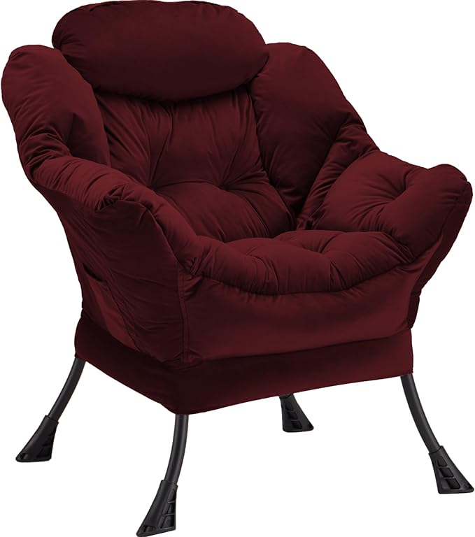 Lazy Chair Thick Padded, Comfy Velvet Accent Lounge Chair by Youtanic