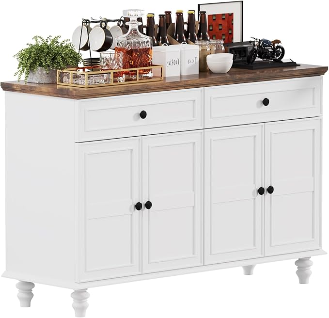 Farmhouse Buffet Cabinet with Storage, 47.6" Buffet Sideboard with 2 Drawers by PROXRACER