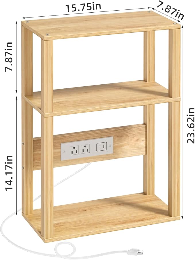 3-Tier Small Narrow Bamboo Side Table - Image 2