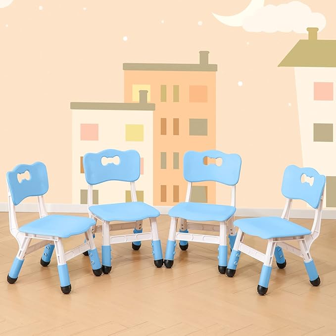 4 Piece Kids Chair Set 3 Levels Adjustable Stackable Kids Chairs Ideal by WHY+TOYS