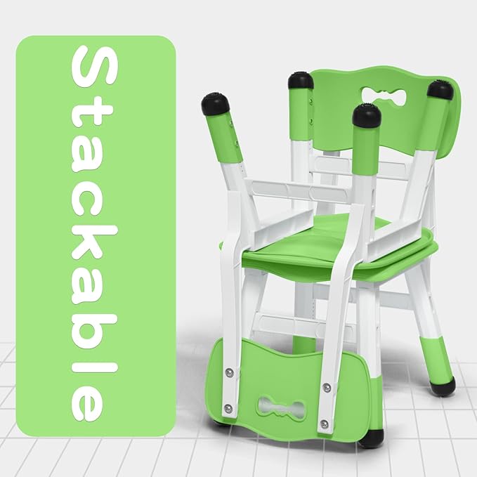 4 Piece Kids Chair Set 3 Levels Adjustable Stackable Kids Chairs Ideal - Image 6