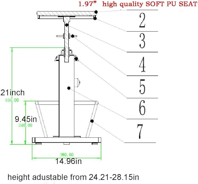 Topower American Antique Industrial Round Bottom Adjustable Height Cafe Coffee - Image 2