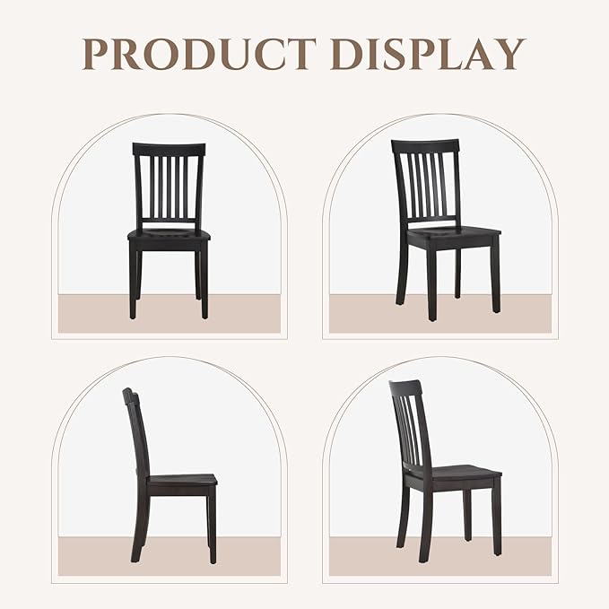 COLAMY Wooden Dining Chairs Set of 4, Spindle High Back Windsor Kitchen Side - Image 8