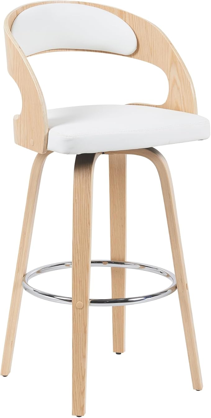 Shelly Modern Bar Height Swivel Stool in Patterned Oak Finish - Image 2