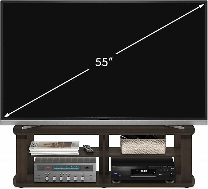 Furinno Nelly Entertainment Center TV Stand, Short 43.3" x13.4 x13.1, Dark Brown - Image 4