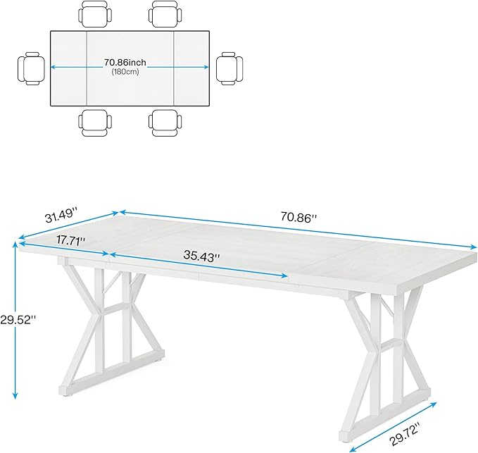 Tribesigns Farmhouse Dining Table - Image 2