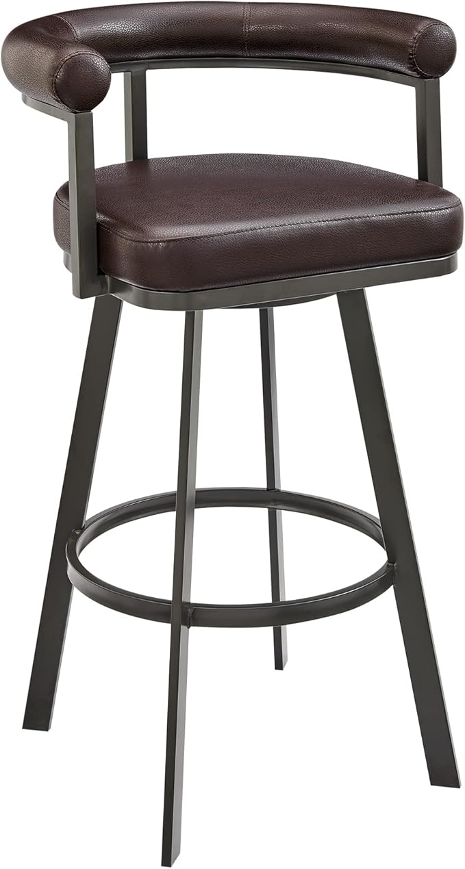 Armen Living Magnolia Swivel Counter Stool in Brown Metal by ArmenLiving
