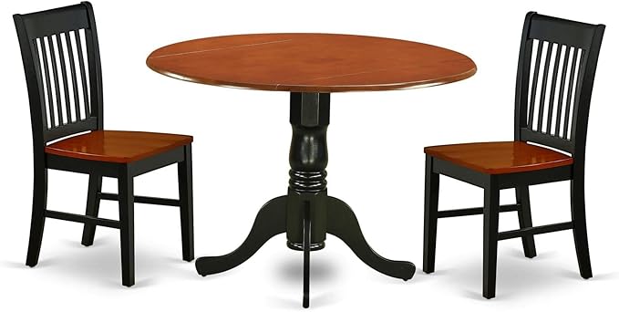 East West Furniture DLNO3-BCH-W 3 Piece Dining Room Table Set Contains a Round by EastWestFurniture