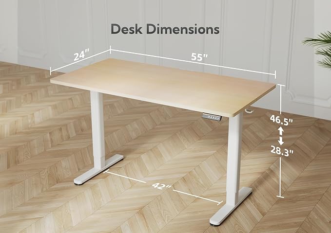 YDN Electric Standing Desk, 55x24 Inch Stand up Desk Adjustable Height - Image 3