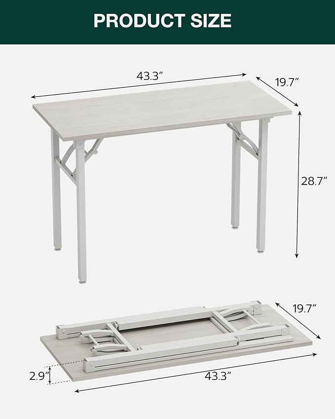 Frylr Small Folding Computer Desk – Portable 43.3 Inch Foldable Laptop Table - Image 2