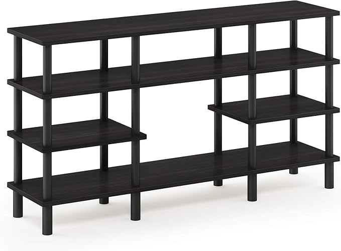 Furinno Turn-N-Tube 4-Tier Multipurpose Wide Shelf TV Stand, Espresso/Black - Image 5