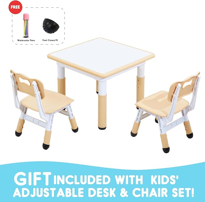 Kids Table & Chair Set with Adjustable Toddler-Safe Non-Slip Legs, Activity & - Image 3