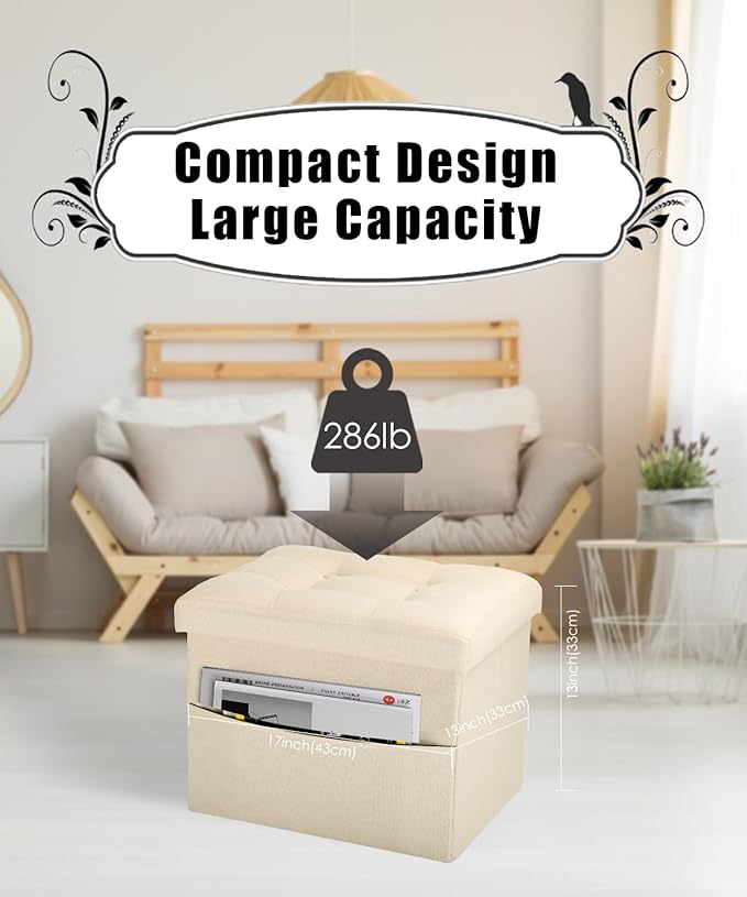 Ottoman Storage Ottoman Foot Rest Stool Foldable Bench - Image 3