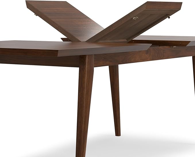 SIMPLIHOME Draper Extendable Dining Table, Solid Wood Walnut Veneer in Walnut - Image 9