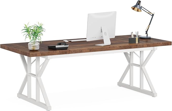 LITTLE TREE 70.8-Inch Large Executive Desk, Modern Computer Office Desk by LITTLETREE