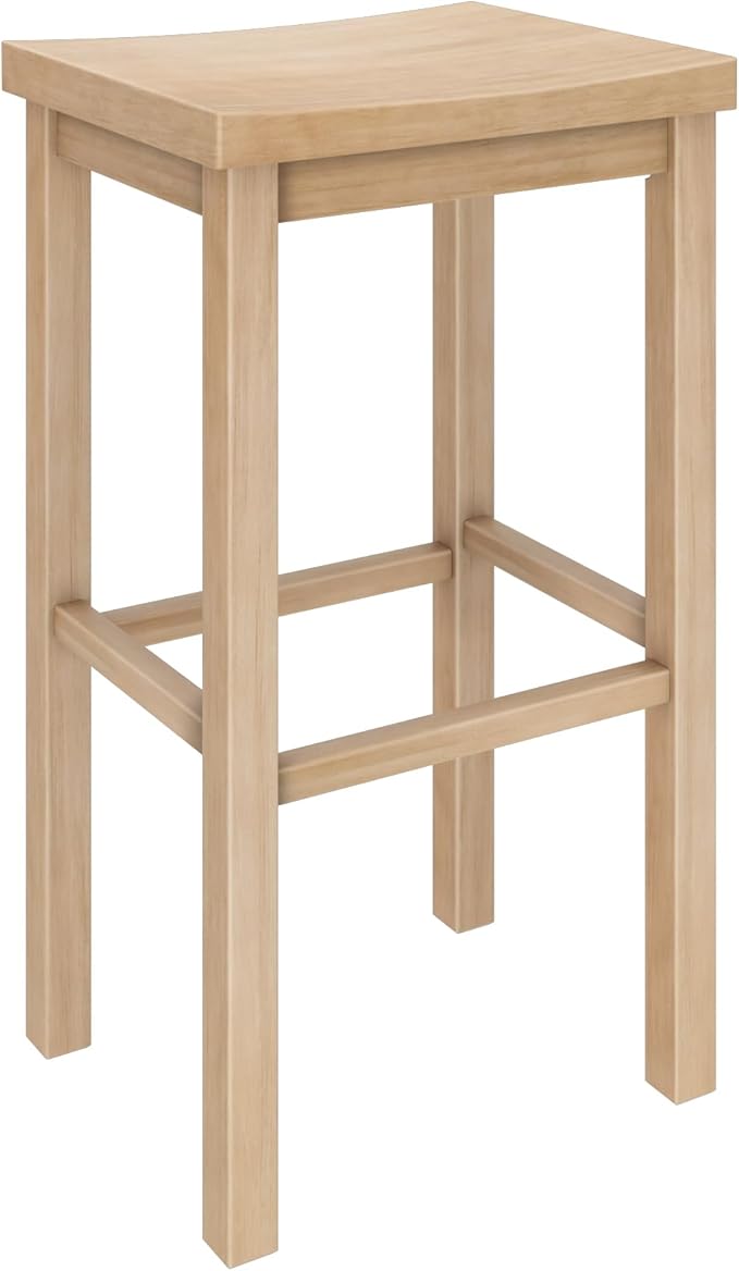 Grain & Grove Smith Collection Solid Wood Bar Stool, 30 inch Saddle-Seat Bar - Image 7