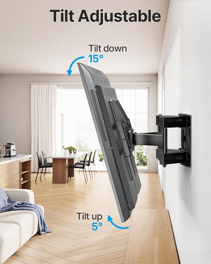 Full Motion TV Wall Mount for 37-85 Inch TVs Mounts Up to 132lbs, Fit 16" Wood - Image 4