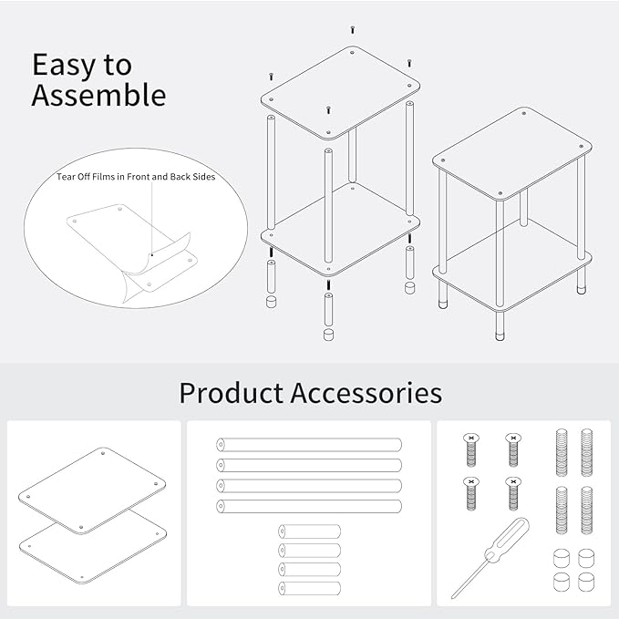 Clear Acrylic Side Table, 2-Tier End Table - Image 5