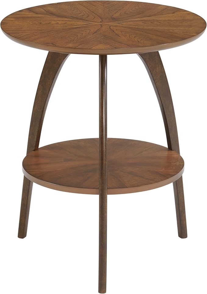 Martin Svensson Home LAX Two-Tone 20-Inch Caramel Brown Round Wood End Side - Image 9