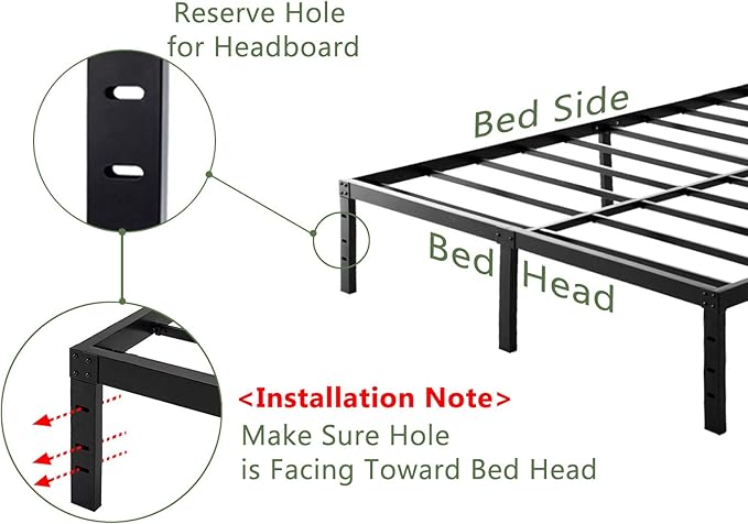 45MinST 18 Inch Platform Bed Frame/Easy Assembly Mattress Foundation / 3000lbs - Image 5