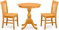 East West Furniture ESNF3-OAK-W 3 Piece Dining Set Contains a Round Dining Table by EastWestFurniture