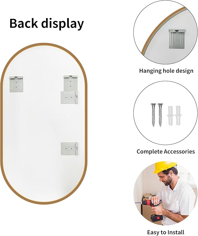 LAIYA 48x30inch Oval Wall Bathroom Mirror - Image 6