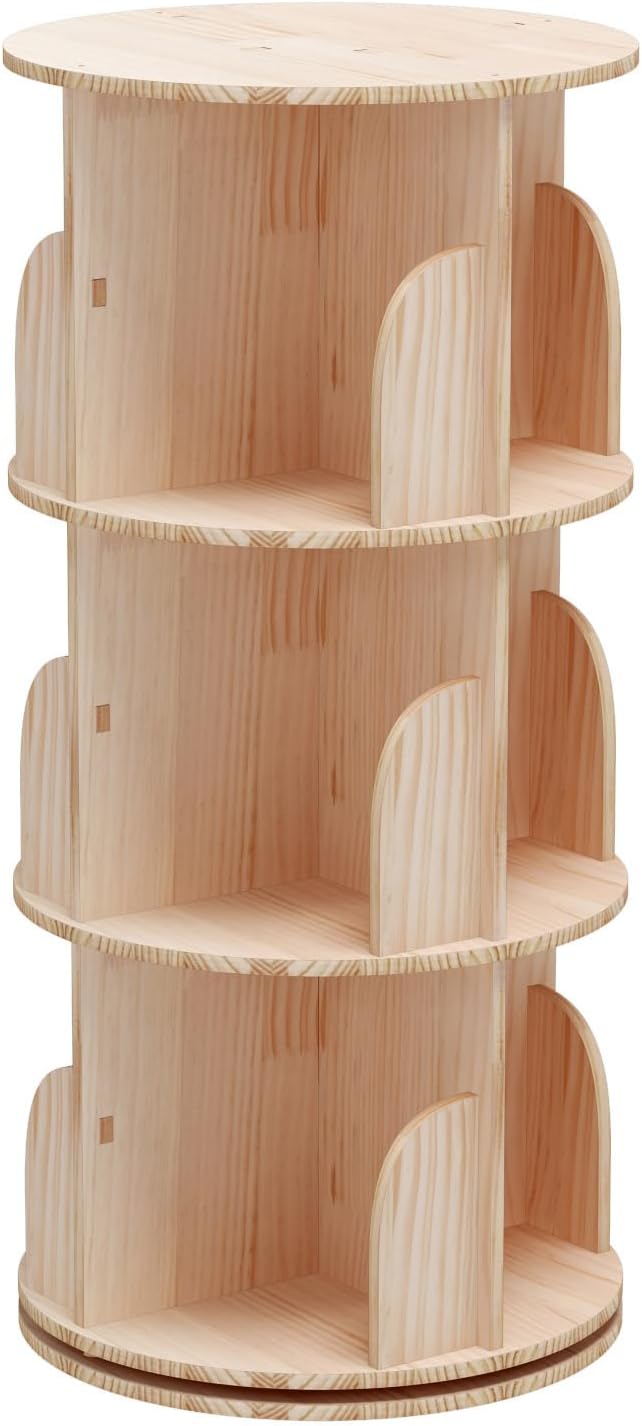 Rotating Bookshelf, 360 Display 3 Tier Floor Standing Bookcase Storage Rack by BearQiaqia