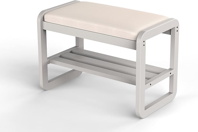 Solid Wood Shoe Rack, 2 Tier Shoe Storage Bench by Unknown
