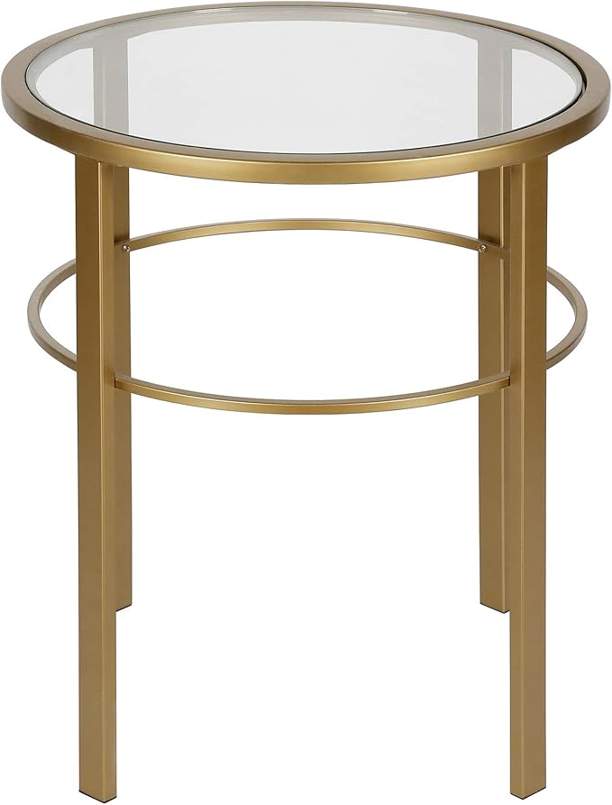 Henn&Hart 20" Wide Round Side Table in Brass, Table - Image 5