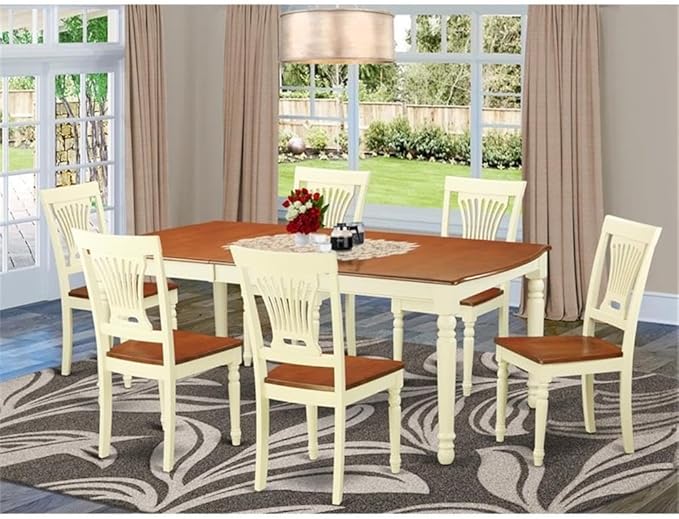 East West Furniture DOPL7-WHI-W 7 Piece Dining Table Set Consist of a Rectangle - Image 2