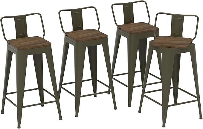 30 Inch Swivel Bar Stools Set of 4, Counter Height Bar Stools by Homvinax