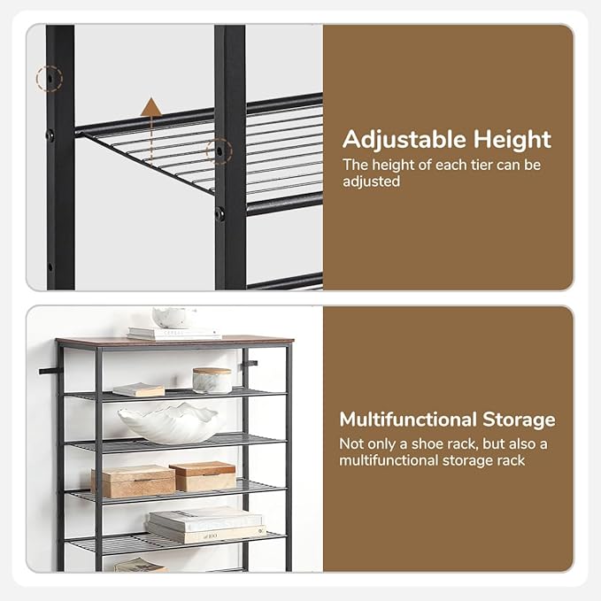 8-Tier Shoe Rack Organizer, Metal Mesh Shoe Storage Shelf, - Image 5